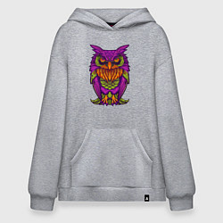 Толстовка-худи оверсайз Purple owl, цвет: меланж