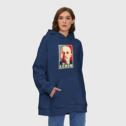 Толстовка-худи оверсайз Владимир Ильич Ленин, цвет: тёмно-синий — фото 2