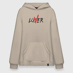 Толстовка-худи оверсайз Loser lover, цвет: миндальный