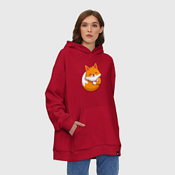 Толстовка-худи оверсайз Orange fox, цвет: красный — фото 2