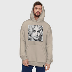 Толстовка-худи оверсайз Портрет Кобейн, цвет: миндальный — фото 2