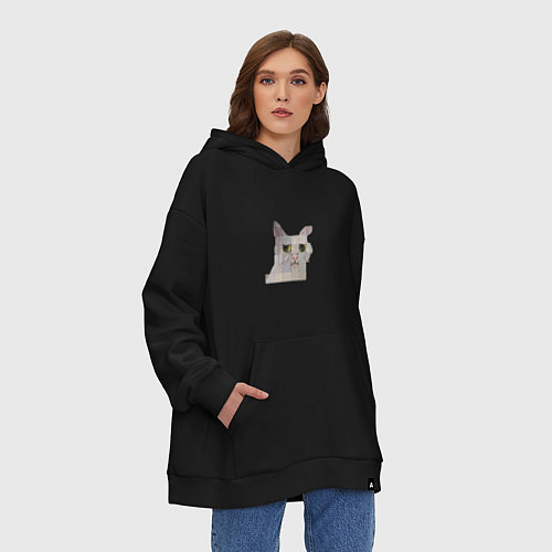 Худи оверсайз Pixel cat / Черный – фото 3