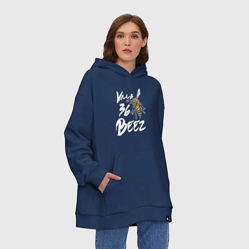 Худи оверсайз Killa beez 36 / Тёмно-синий – фото 3