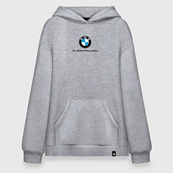 Толстовка-худи оверсайз BMW the unlimited driving machine, цвет: меланж