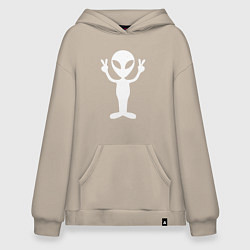 Толстовка-худи оверсайз Peace alien, цвет: миндальный