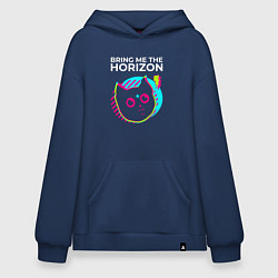 Толстовка-худи оверсайз Bring Me the Horizon rock star cat, цвет: тёмно-синий