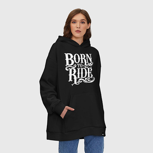 Худи оверсайз Born to ride - рожденный ездить / Черный – фото 3