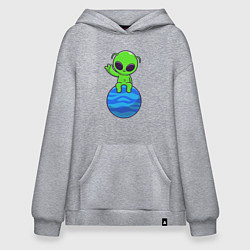 Толстовка-худи оверсайз Привет от пришельца, цвет: меланж