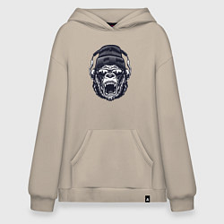 Толстовка-худи оверсайз Music gorilla, цвет: миндальный