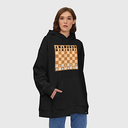 Толстовка-худи оверсайз Шахматная доска без нумерации, цвет: черный — фото 2