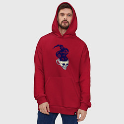 Толстовка-худи оверсайз Dead drink space skull, цвет: красный — фото 2