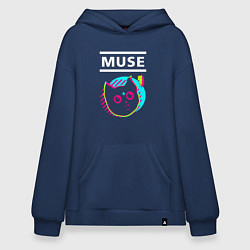 Толстовка-худи оверсайз Muse rock star cat, цвет: тёмно-синий