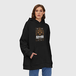 Толстовка-худи оверсайз Russian bear арт, цвет: черный — фото 2