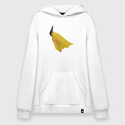 Толстовка-худи оверсайз Павлин с золотым хвостом, цвет: белый