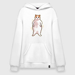 Толстовка-худи оверсайз Кот танцует - мем, цвет: белый