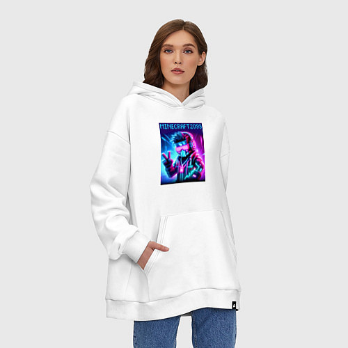 Худи оверсайз Minecraft 2099 - ai art fantasy / Белый – фото 3