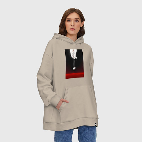 Худи оверсайз Евангелион талисман Рей / Миндальный – фото 3