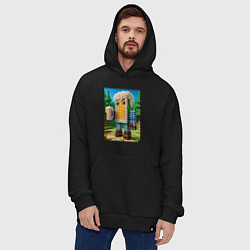 Толстовка-худи оверсайз Beer dude - Minecraft ai art, цвет: черный — фото 2