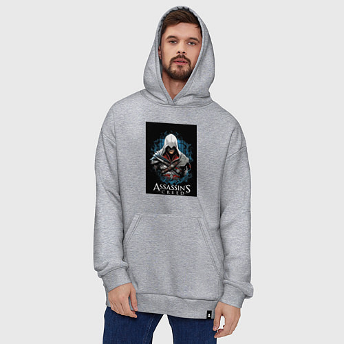 Худи оверсайз Assassins creed белый костюм / Меланж – фото 4