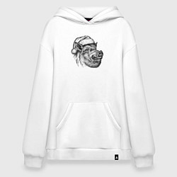 Толстовка-худи оверсайз Кабан новогодний, цвет: белый