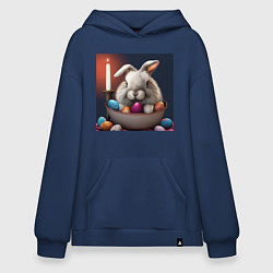 Толстовка-худи оверсайз Пасхальный зайчик при свечах, цвет: тёмно-синий