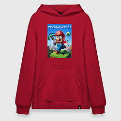 Толстовка-худи оверсайз Minecraft and Mario - ai art collaboration, цвет: красный