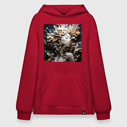 Толстовка-худи оверсайз Женски силуэт из акрила, цвет: красный