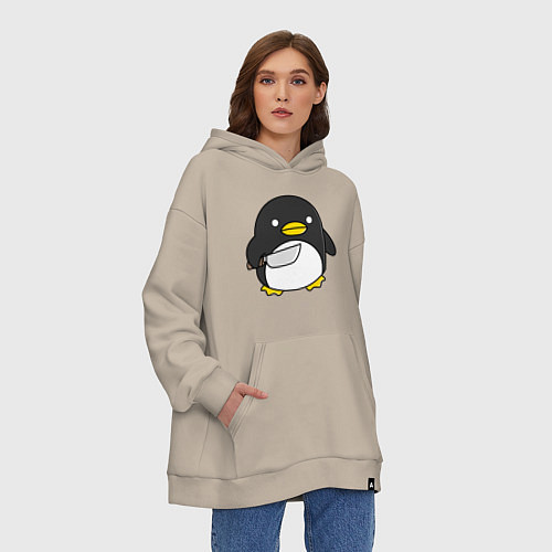 Худи оверсайз Линукс пингвин / Миндальный – фото 3