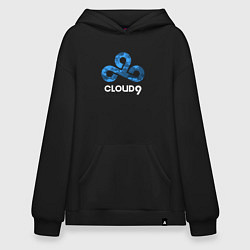 Толстовка-худи оверсайз Cloud9 - blue cloud logo, цвет: черный