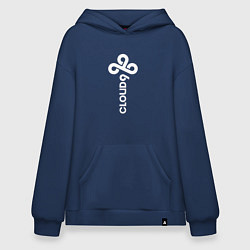 Толстовка-худи оверсайз Cloud9 - vertical logo, цвет: тёмно-синий