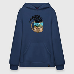 Толстовка-худи оверсайз Космос в рюкзаке, цвет: тёмно-синий