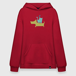 Толстовка-худи оверсайз Bird dog cat, цвет: красный