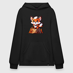 Толстовка-худи оверсайз Лисёнок-альпинист, цвет: черный