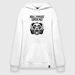 Толстовка-худи оверсайз Hollywood Undead - rock panda, цвет: белый