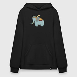 Толстовка-худи оверсайз Cute elephant, цвет: черный