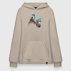 Худи оверсайз Птицы на ветке дерева