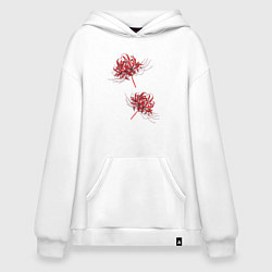 Толстовка-худи оверсайз Токийский гуль Паучья лилия, цвет: белый