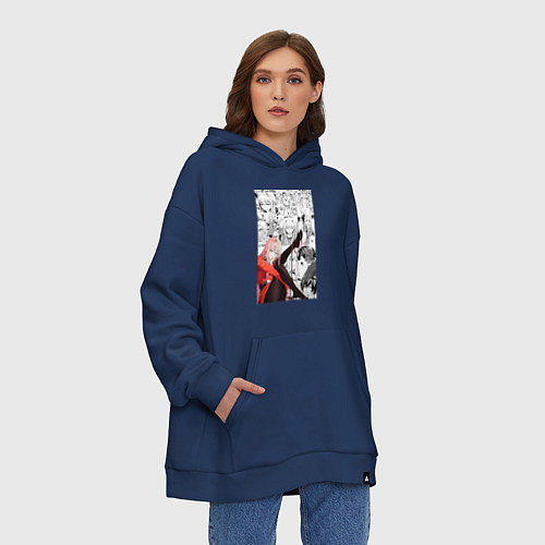 Худи оверсайз Зеро Ту коллаж / Тёмно-синий – фото 3