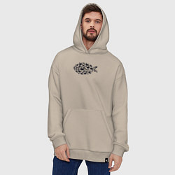 Толстовка-худи оверсайз Рыбная рыба, цвет: миндальный — фото 2