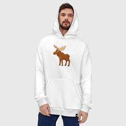 Толстовка-худи оверсайз Лесной лось, цвет: белый — фото 2