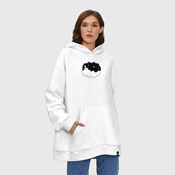 Толстовка-худи оверсайз Космическая девушка на облаке, цвет: белый — фото 2
