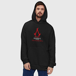 Толстовка-худи оверсайз Assassins creed shadows logo, цвет: черный — фото 2