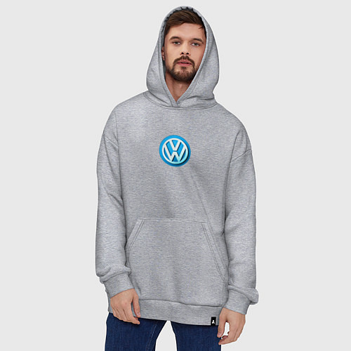 Худи оверсайз Volkswagen logo blue / Меланж – фото 4