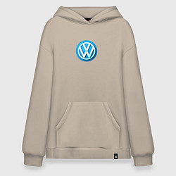 Толстовка-худи оверсайз Volkswagen logo blue, цвет: миндальный