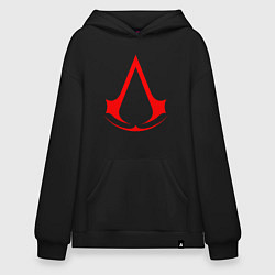 Толстовка-худи оверсайз Red logo of assassins, цвет: черный