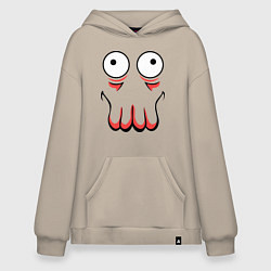 Толстовка-худи оверсайз John Zoidberg Face, цвет: миндальный