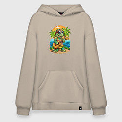 Худи оверсайз Черепашка с гитарой на острове жаркое лето