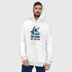 Толстовка-худи оверсайз Shark ice cream - ai art, цвет: белый — фото 2