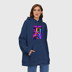 Толстовка-худи оверсайз Bart Simpson cyber zombie - halloween ai art, цвет: тёмно-синий — фото 2