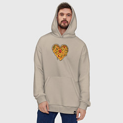 Толстовка-худи оверсайз Pizza heart, цвет: миндальный — фото 2